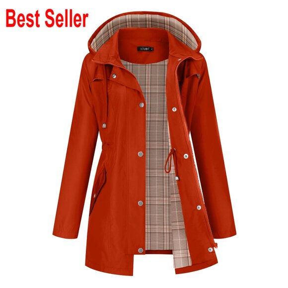 Lightweight Waterproof Rain Jacket Hooded Trench Coat Hiking Outdoor Wear